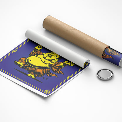 Roll of paper with a yellow and blue design on a white background