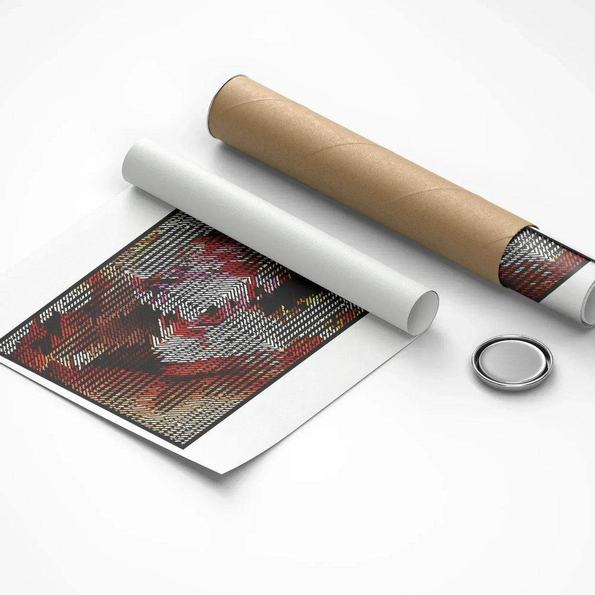 Roll of paper with a patterned design on a white background