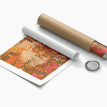 Roll of patterned paper with a white border on a white background