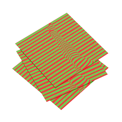 Set of red and green striped paper packages on a white background