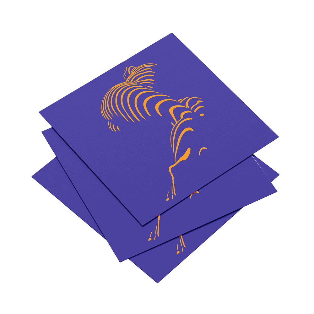 Blue napkins with gold zebra design on a transparent background