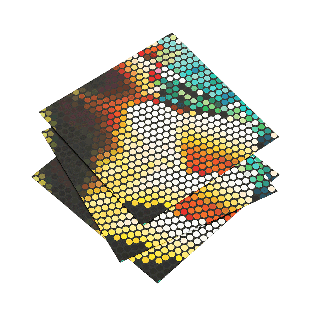 Colorful dot mosaic on a dark background