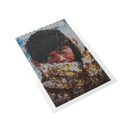 Diamond painting with a portrait design on a white background