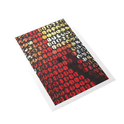 Meditation corner with candles, a low stool, and a small dot‑art print.