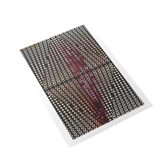 Patterned rug with multicolor design on a white background