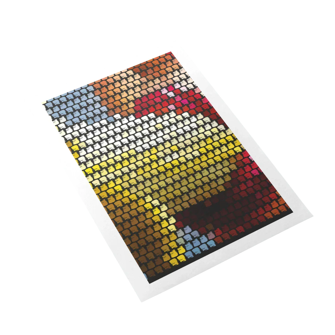 Colorful pixelated design on a white background