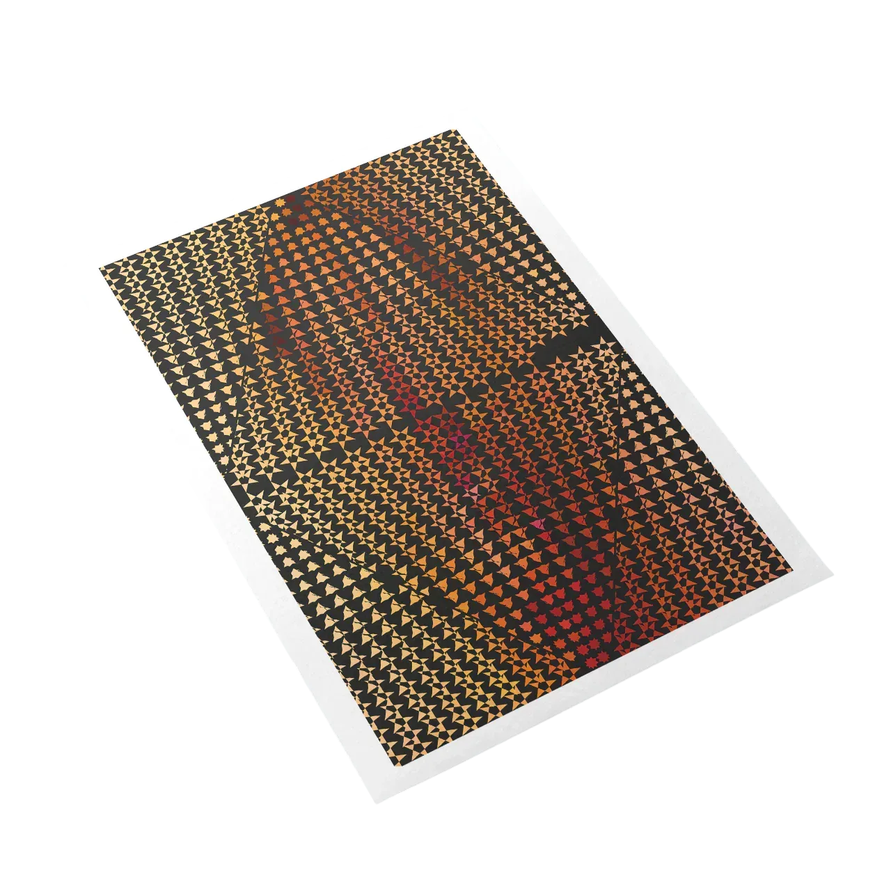 Rectangular mat with a houndstooth pattern on a white background