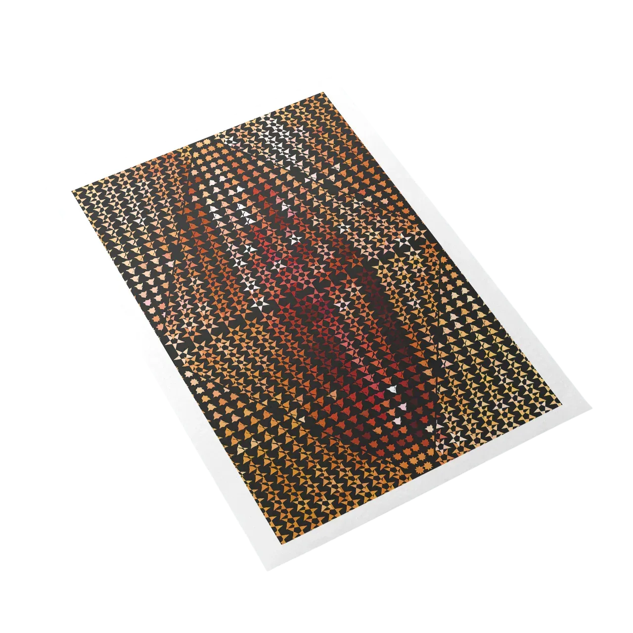 Patterned rug with multicolor design on a white background