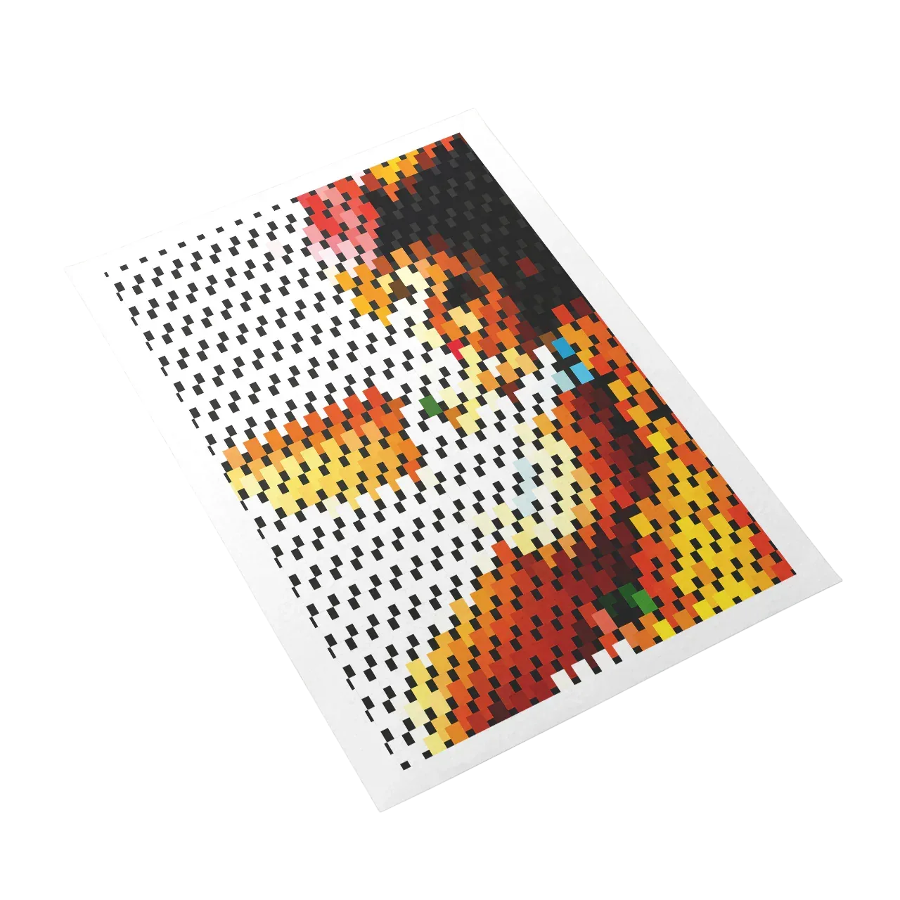Colorful pixelated design on a white background