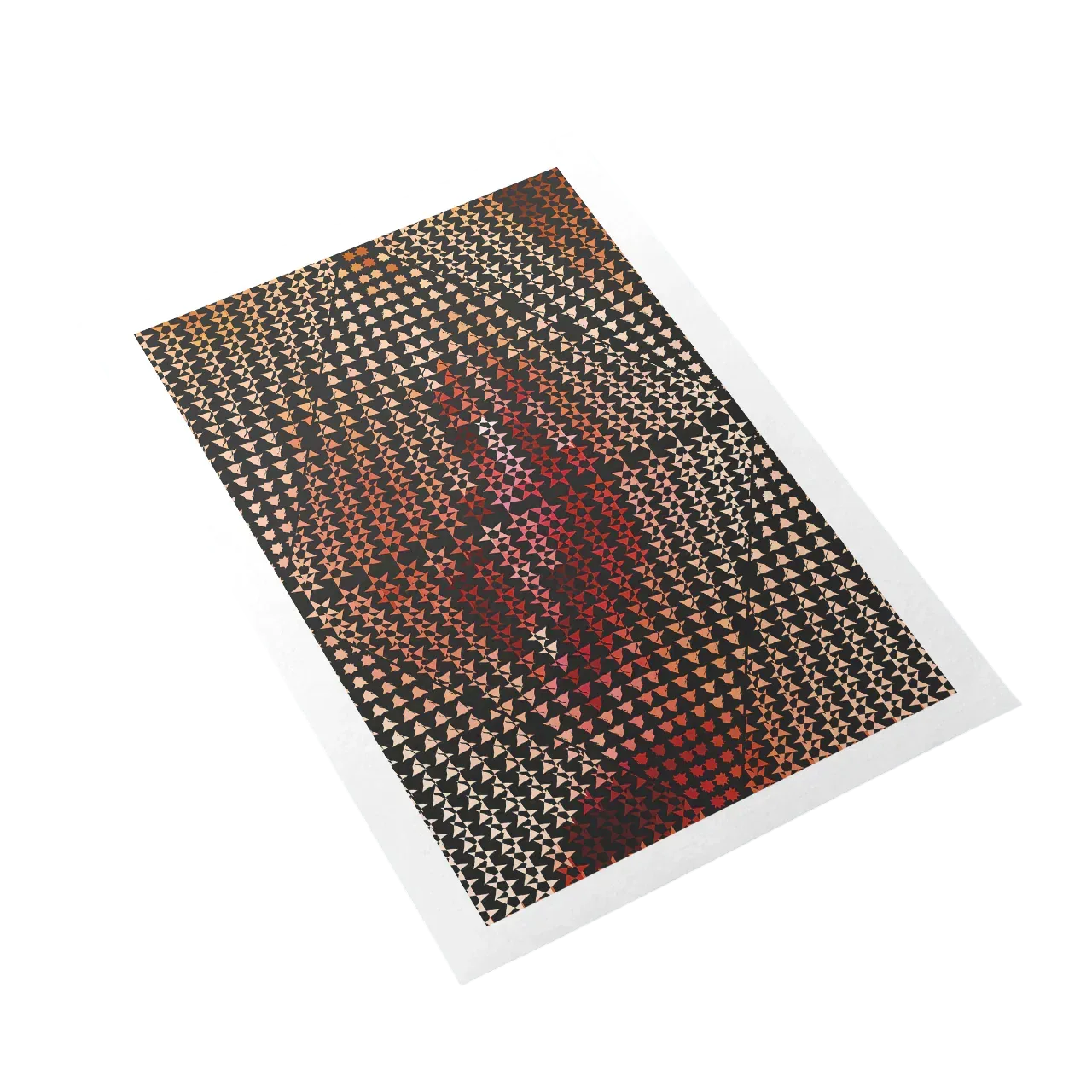 Patterned rug with multicolor design on a white background