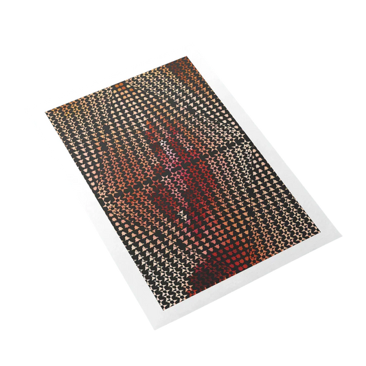 Patterned rug with multicolor design on a white background