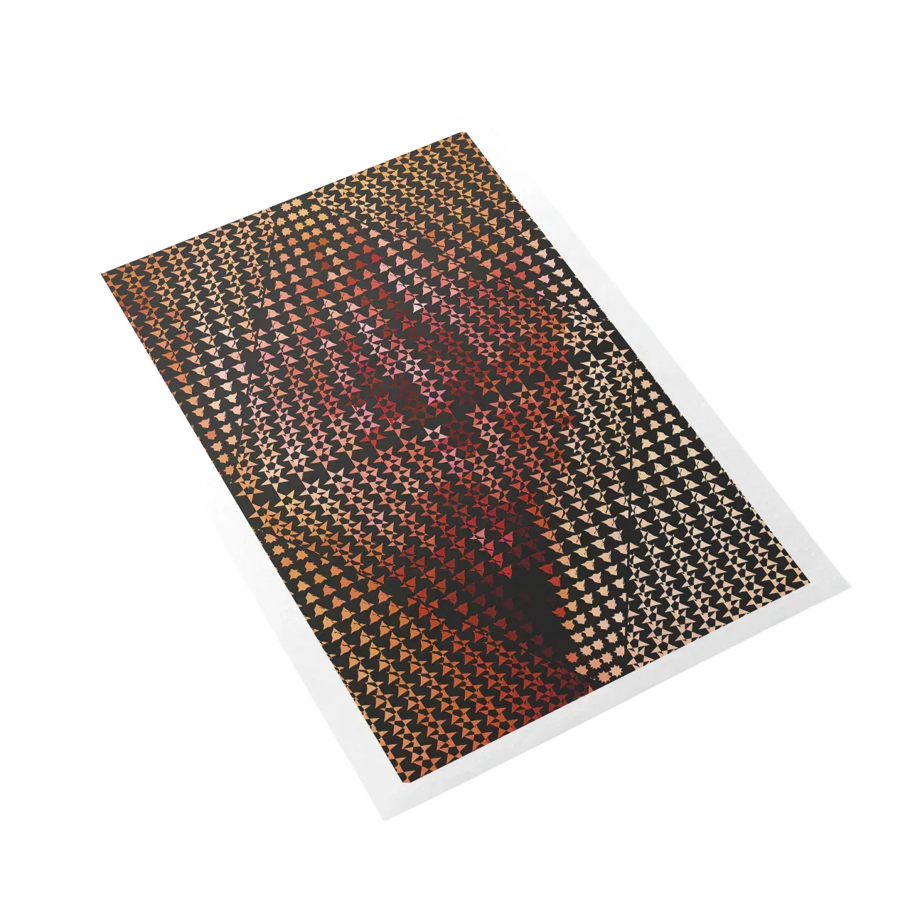 Patterned notebook with a geometric design on a white background