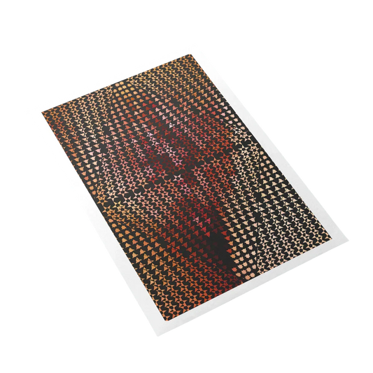 Patterned notebook with a geometric design on a white background