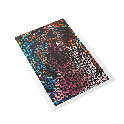 Colorful abstract patterned paper on a white background