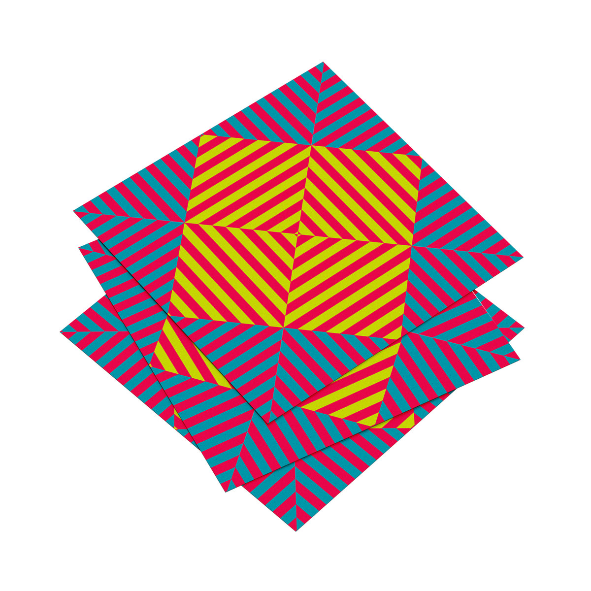Pink, Lime & Teal Kinetic Op-Art Print