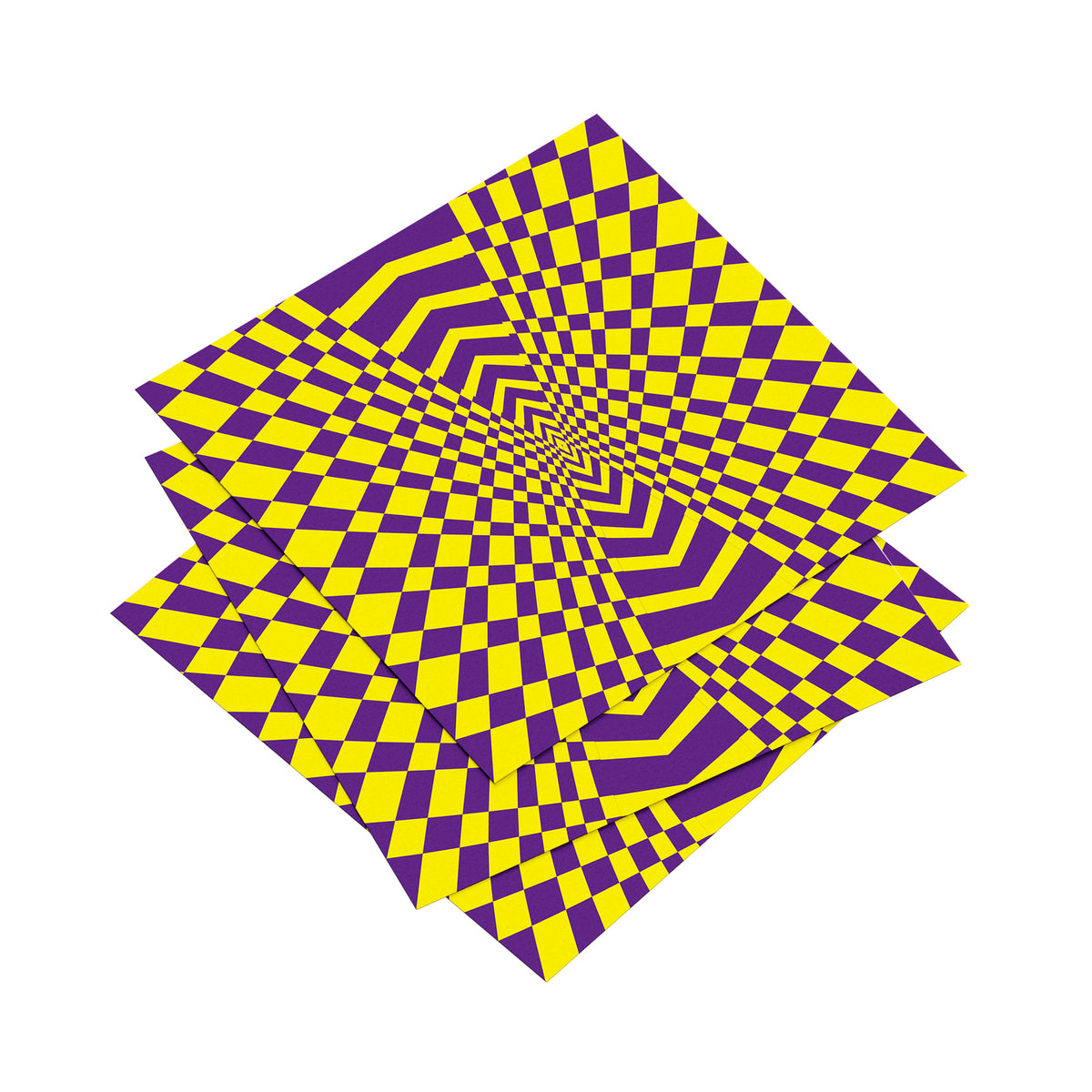 Vortex Grid – Geometric Optical Illusion Yellow & Purple Framed Fine Art Print
