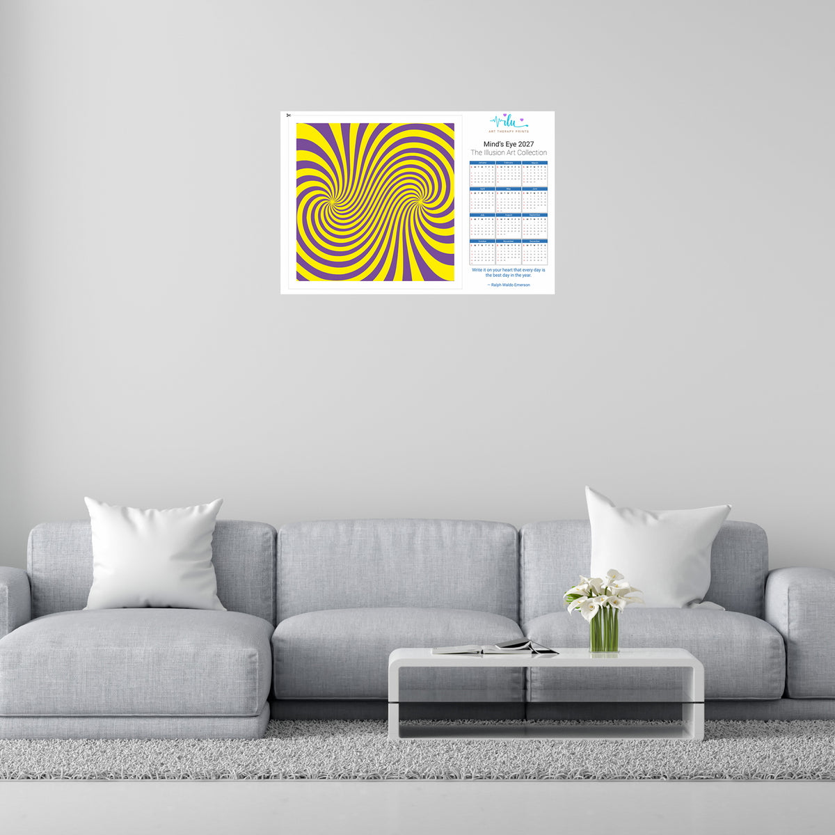 2027 Calendar Art Print | Detachable Illusion Artwork | 2-in-1 Wall Art Decor - Ilu Art Therapy