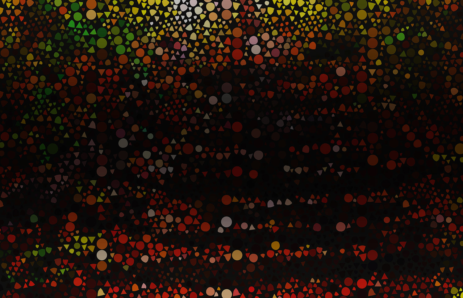 Colorful abstract pattern of dots on a black background