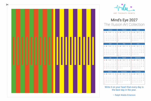 2027 Yearly Wall Calendar, Cut and Frame Op-Art Poster, Modern Home Office Decor - Ilu Art Therapy