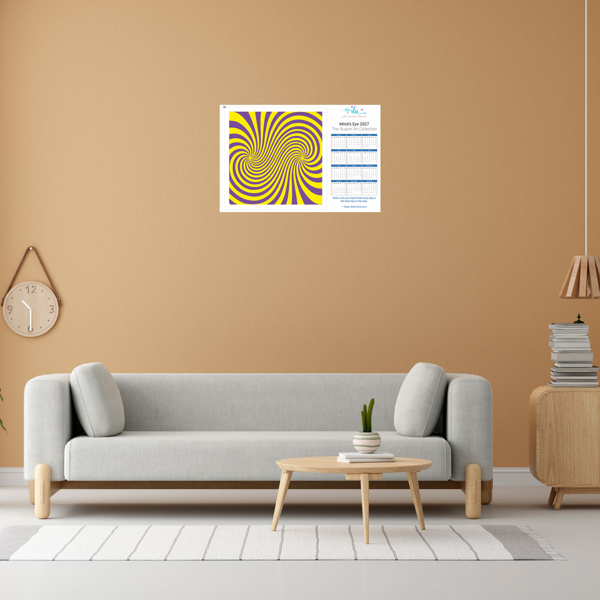2027 Calendar Art Print | Detachable Illusion Artwork | 2-in-1 Wall Art Decor - Ilu Art Therapy