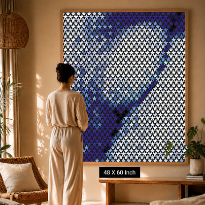 Abstract celestial orbit print representing spatial balance and peace