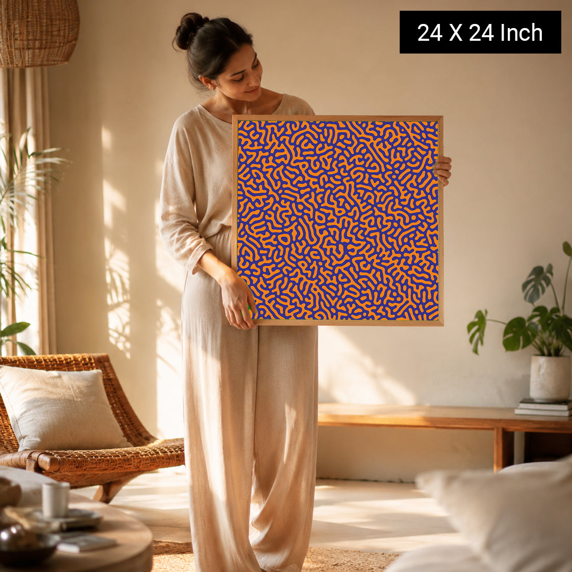 Abstract coastal mist canvas print for serene living room decoration
