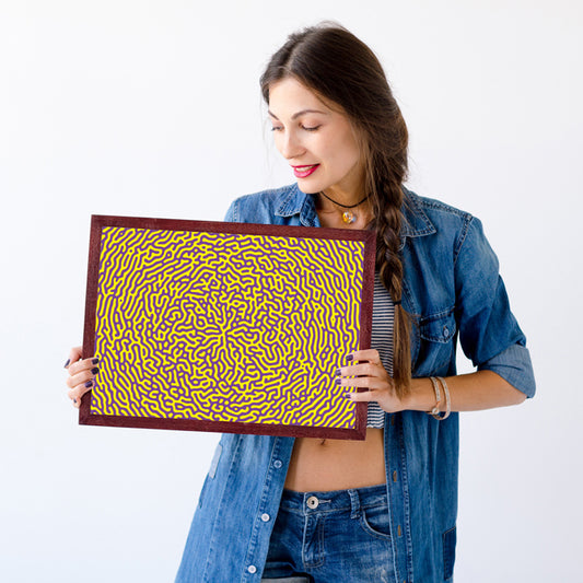Abstract golden sunset canvas print engineered for stress relief