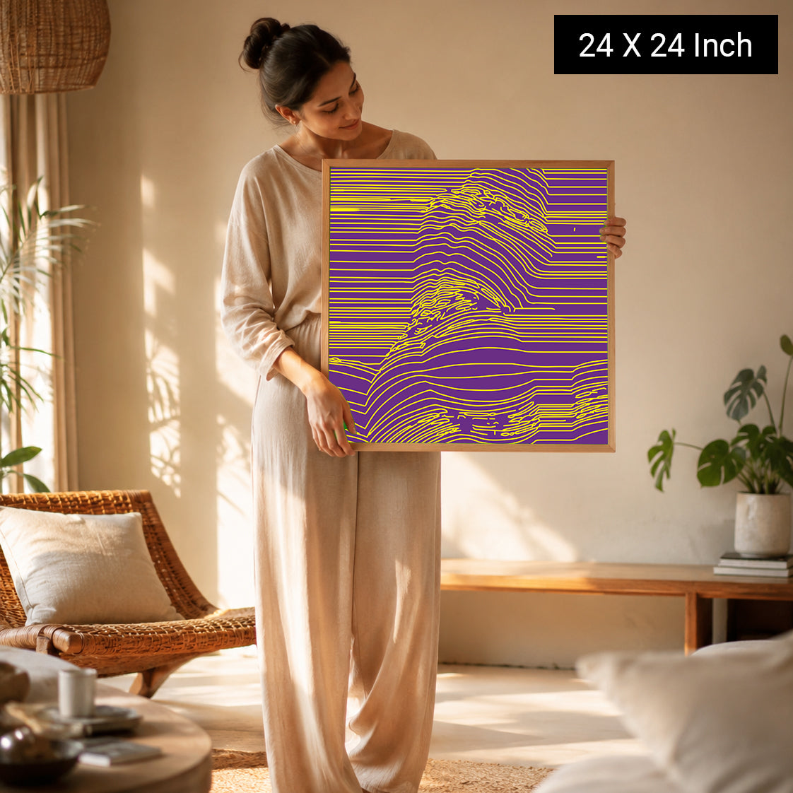 Abstract natural balance artwork for yoga retreat wall decor