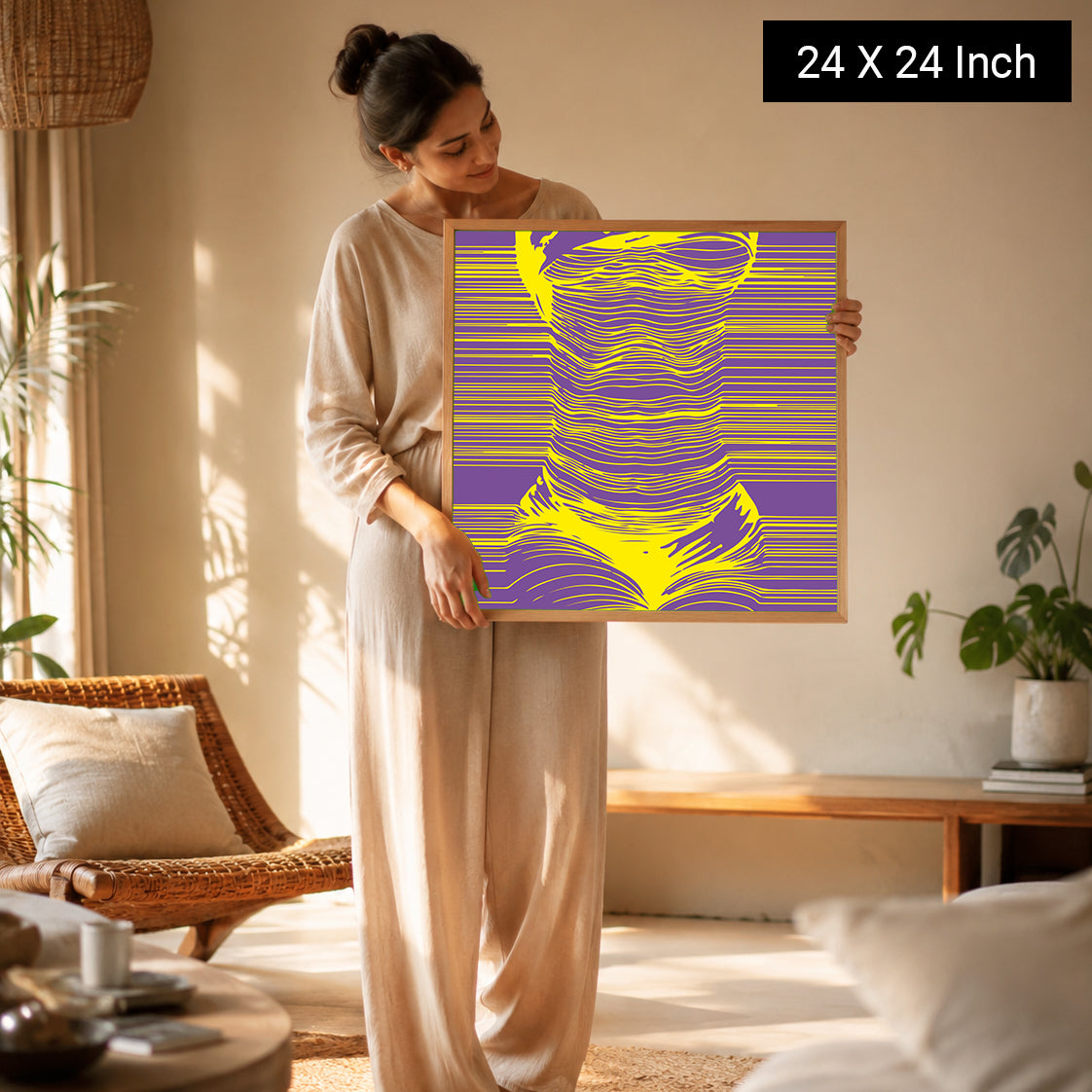 Nature inspired abstract wall art print for calming bedroom decor