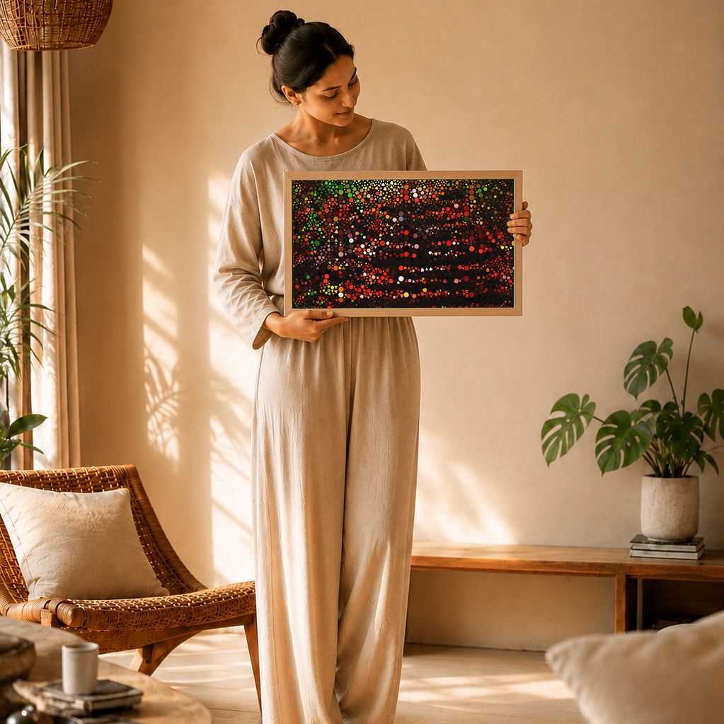 aesthetic wall decor for peaceful living room and mindful interior design
