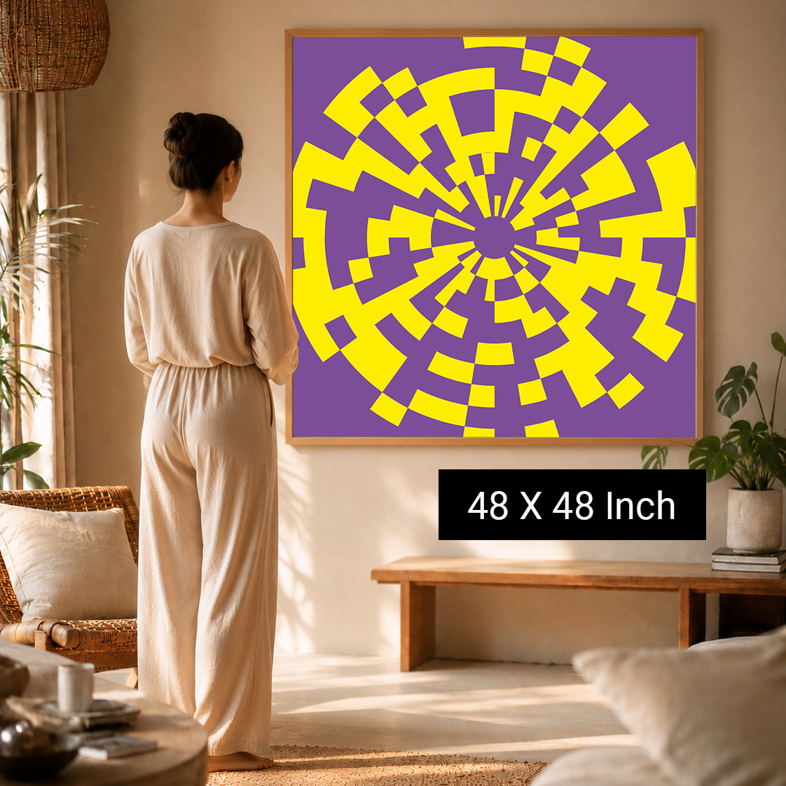 Delicate geometric arch canvas print for restful bedroom sanctuary