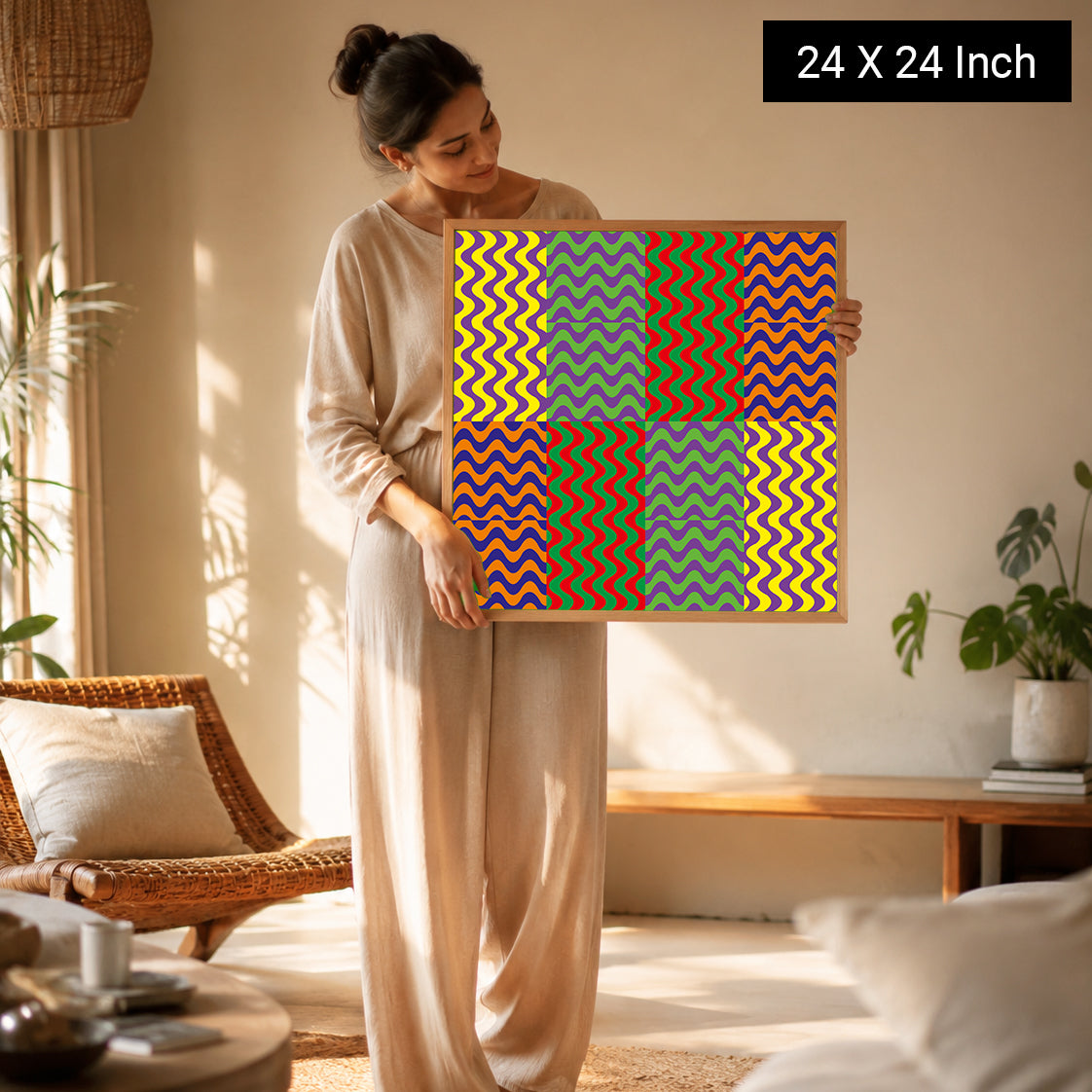 Extra large soothing pastel canvas print for open concept dining