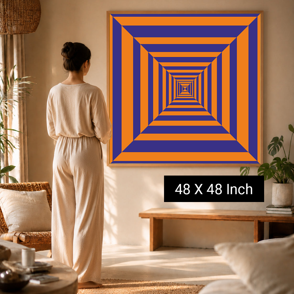 Floating frame therapeutic art print for upscale living rooms