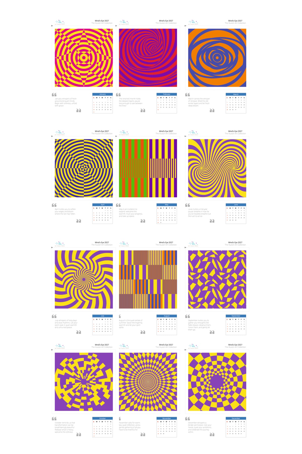 Transform Your Environment with the Mind's Eye 2027 Illusion Art Calendar: 13 Enchanting Prints for Daily Motivation - Ilu Art Therapy