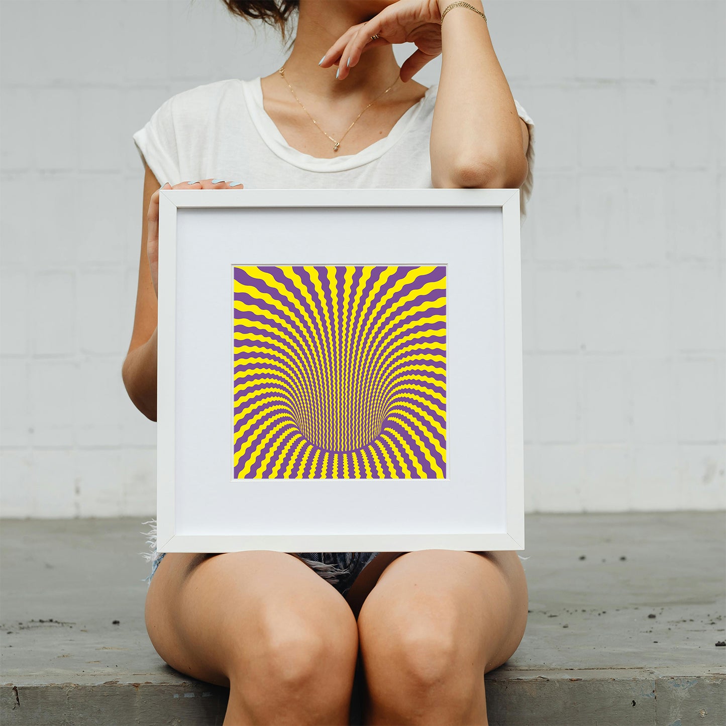 Geometric balance abstract print for productive modern office