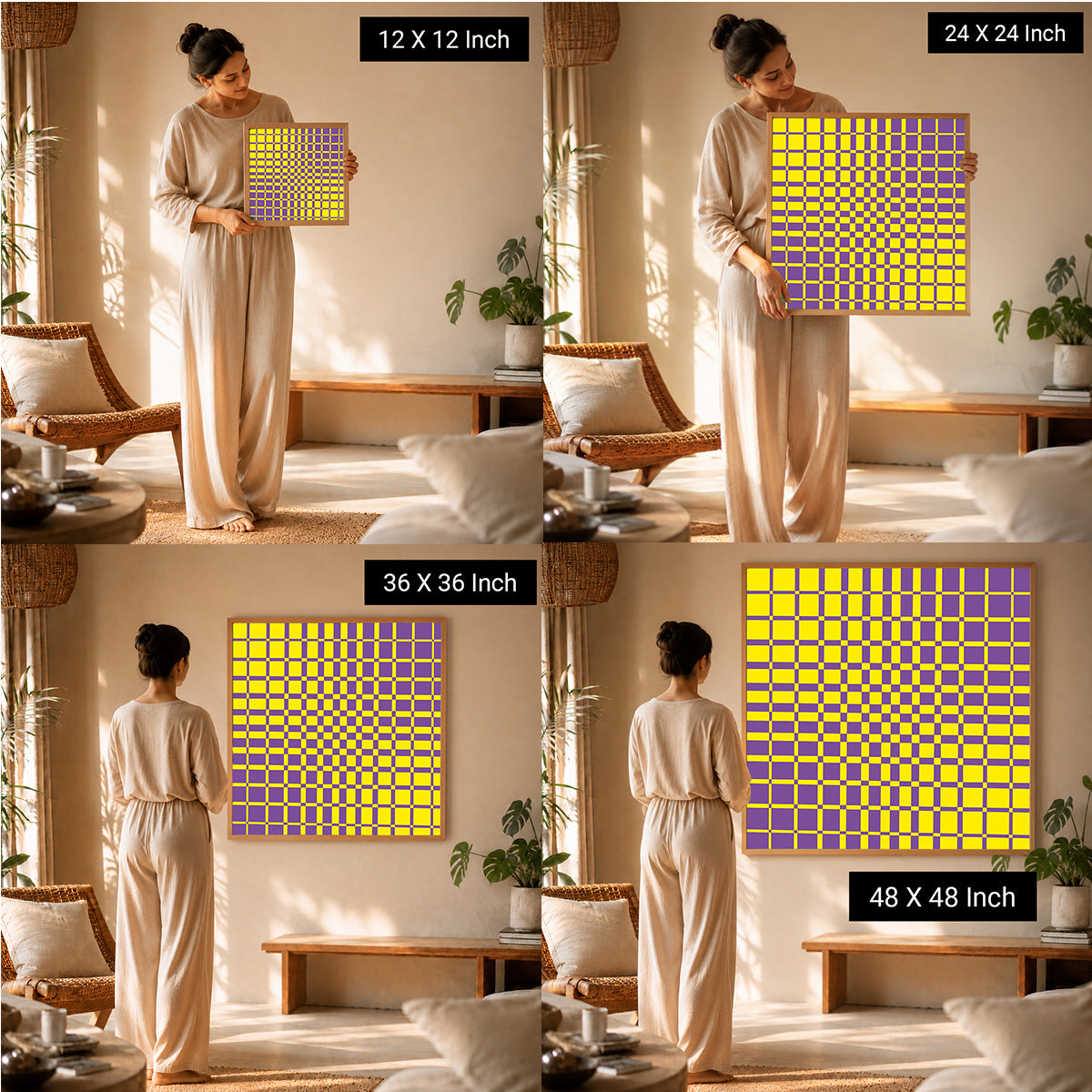 Luxury contemporary illusion artwork for sophisticated living room interiors