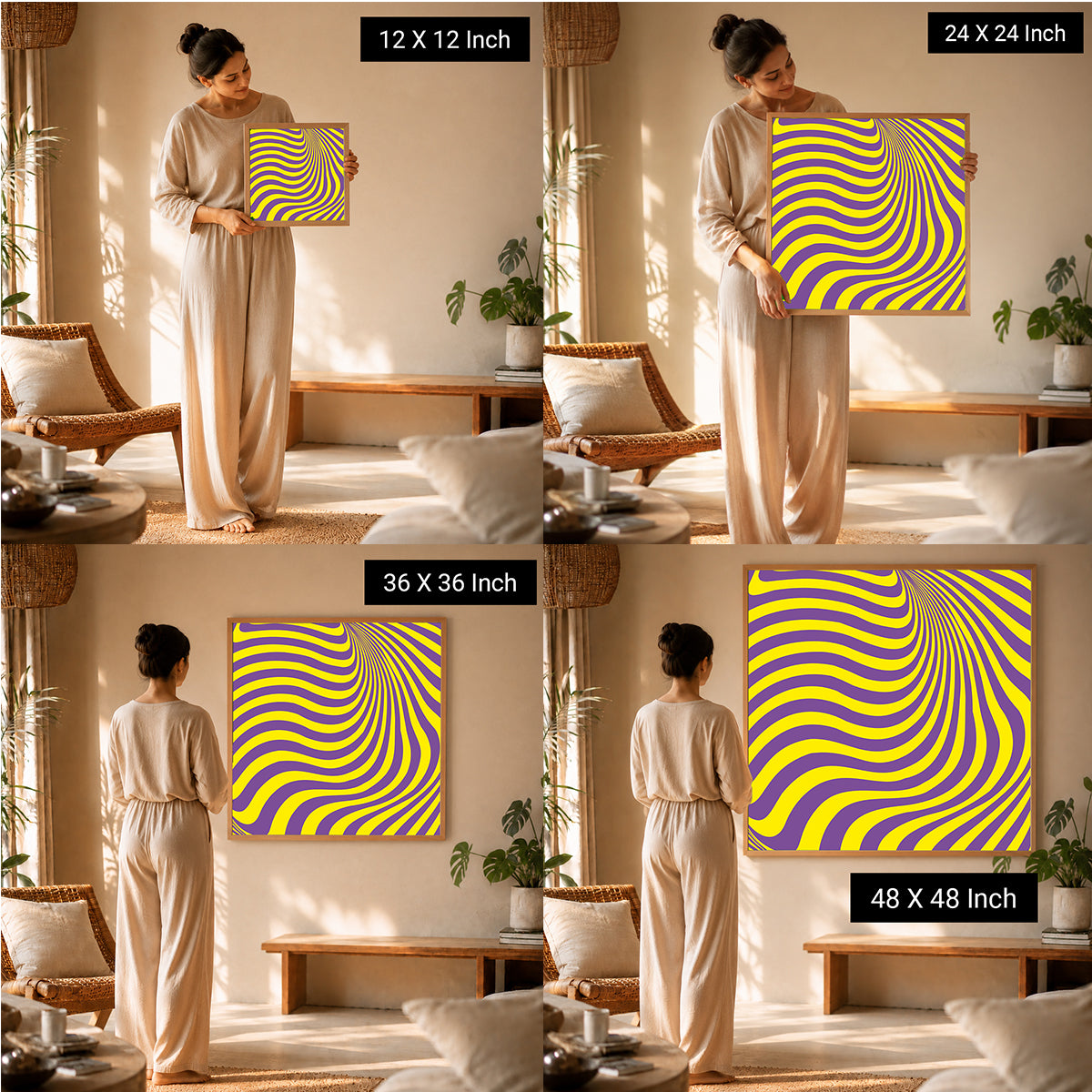 Modern abstract illusion decor artwork for elegant living room styling