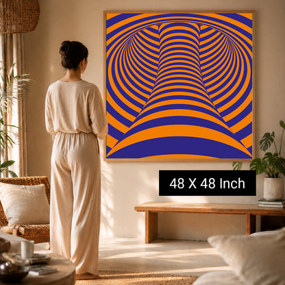 Linear geometric optical art print for home office walls