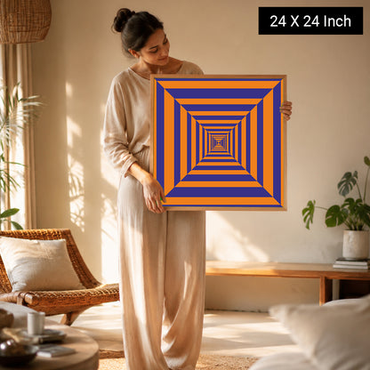 Luxury gold framed aura gradient print for elegant bedroom decor