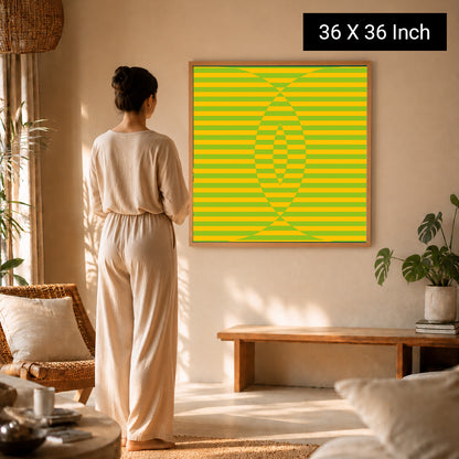 Mindful optical art poster featuring flowing line structures