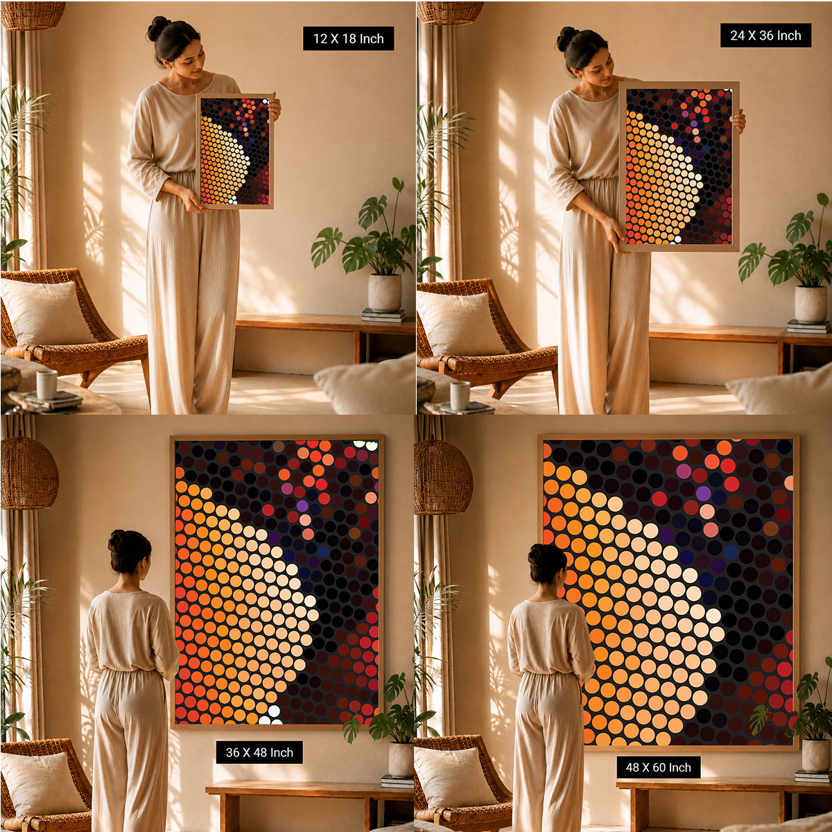 Minimalist clay strata art print for warm physical grounding