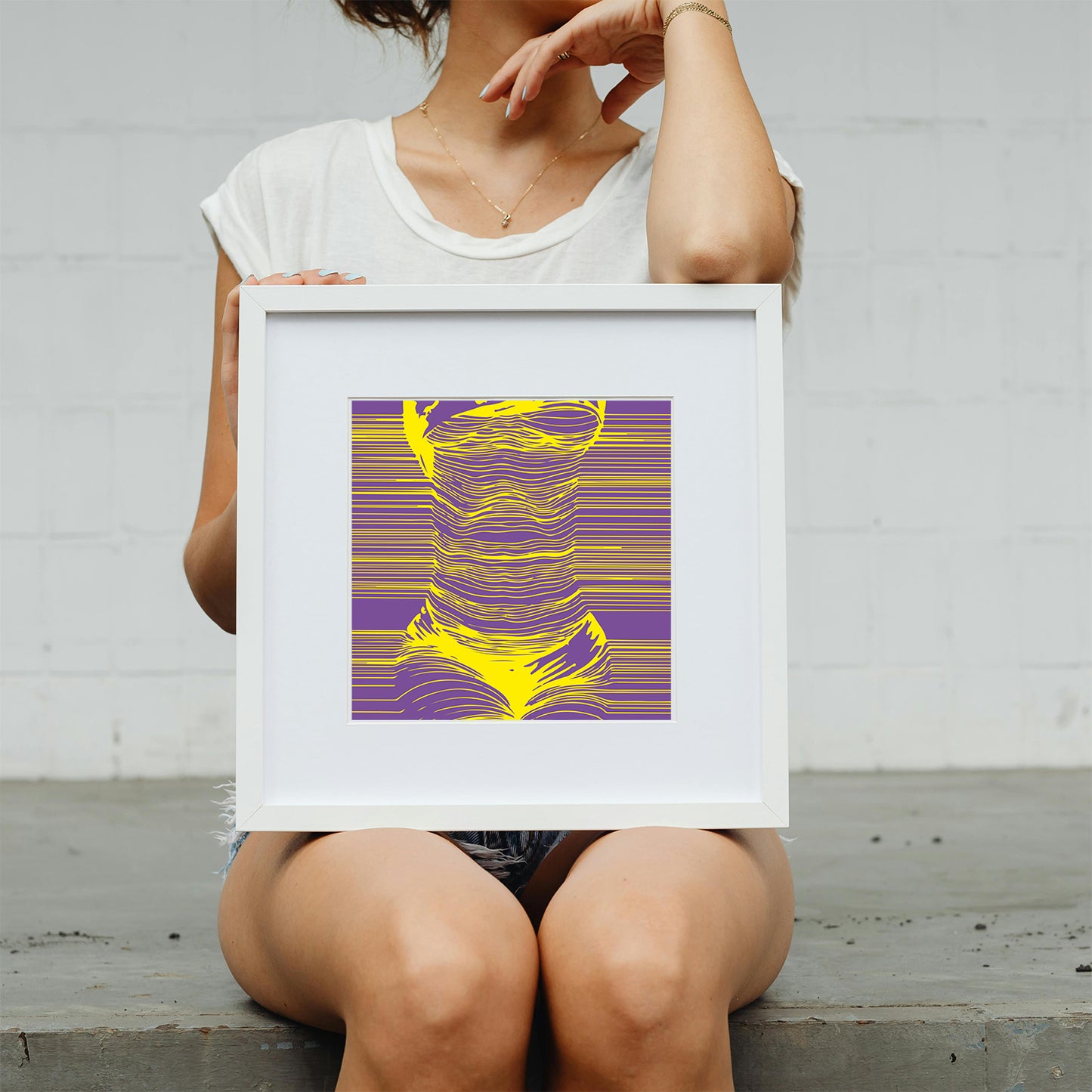 Minimalist linear abstraction art print for restful bedroom wall