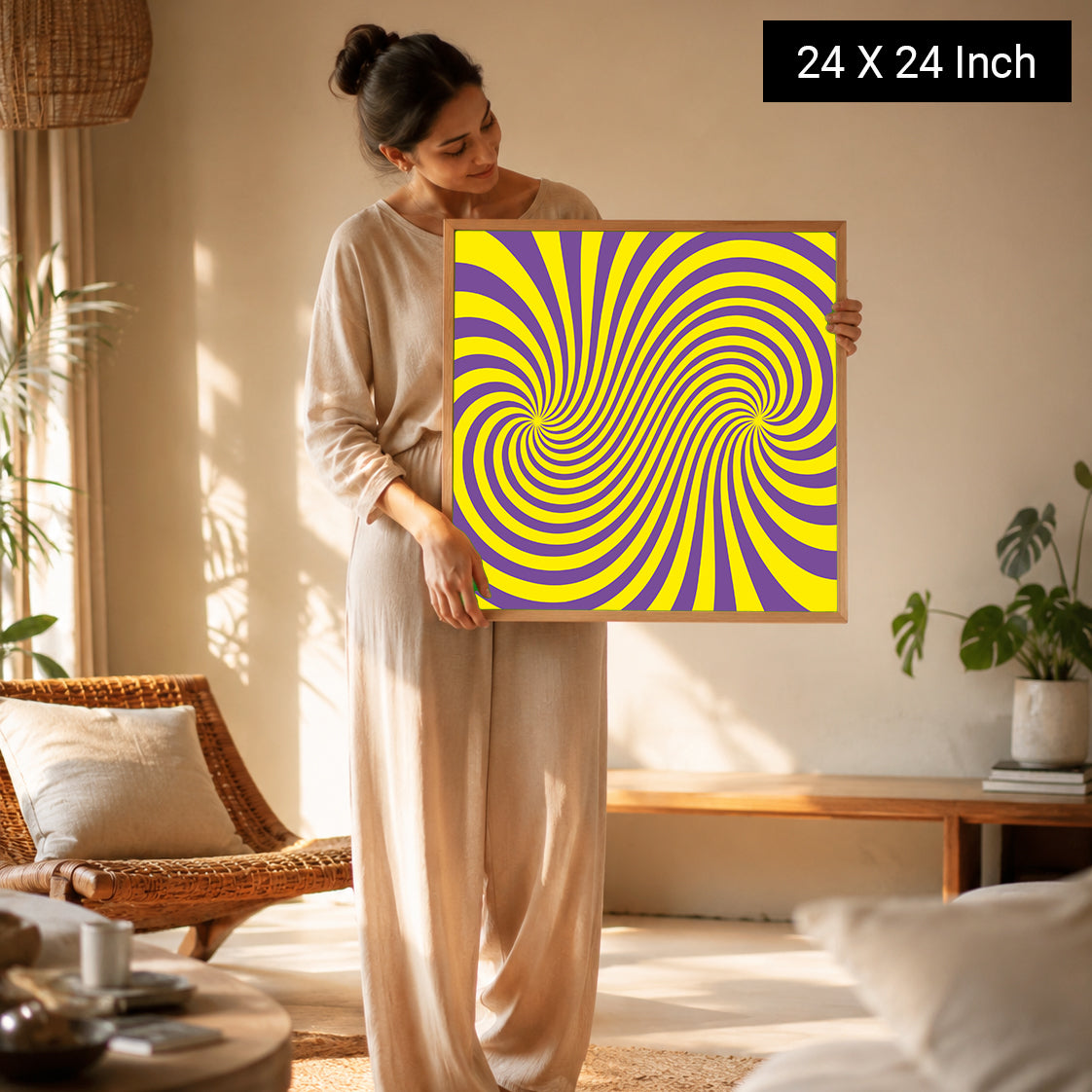 Minimalist mandala visual illusion print for meditation focus