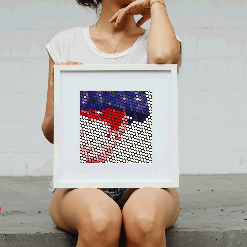 Modern framed office art print promoting focus and peace
