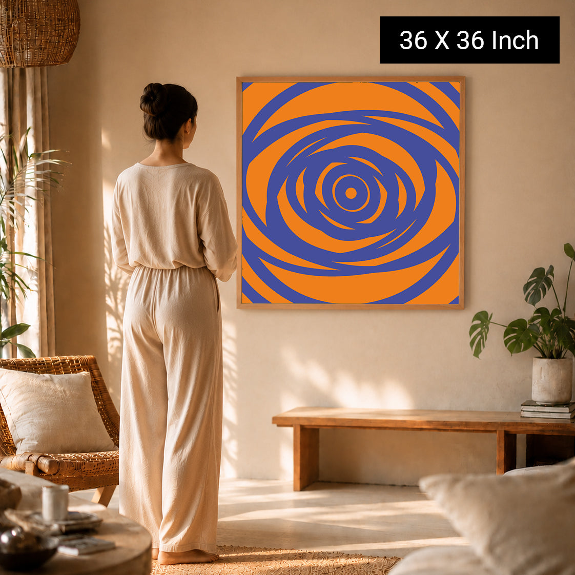 Muted warm beige artwork for biophilic interior design