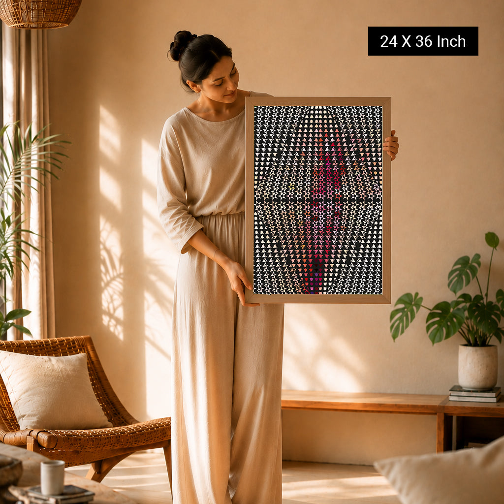 Non-intrusive geometric art print for calm daily concentration