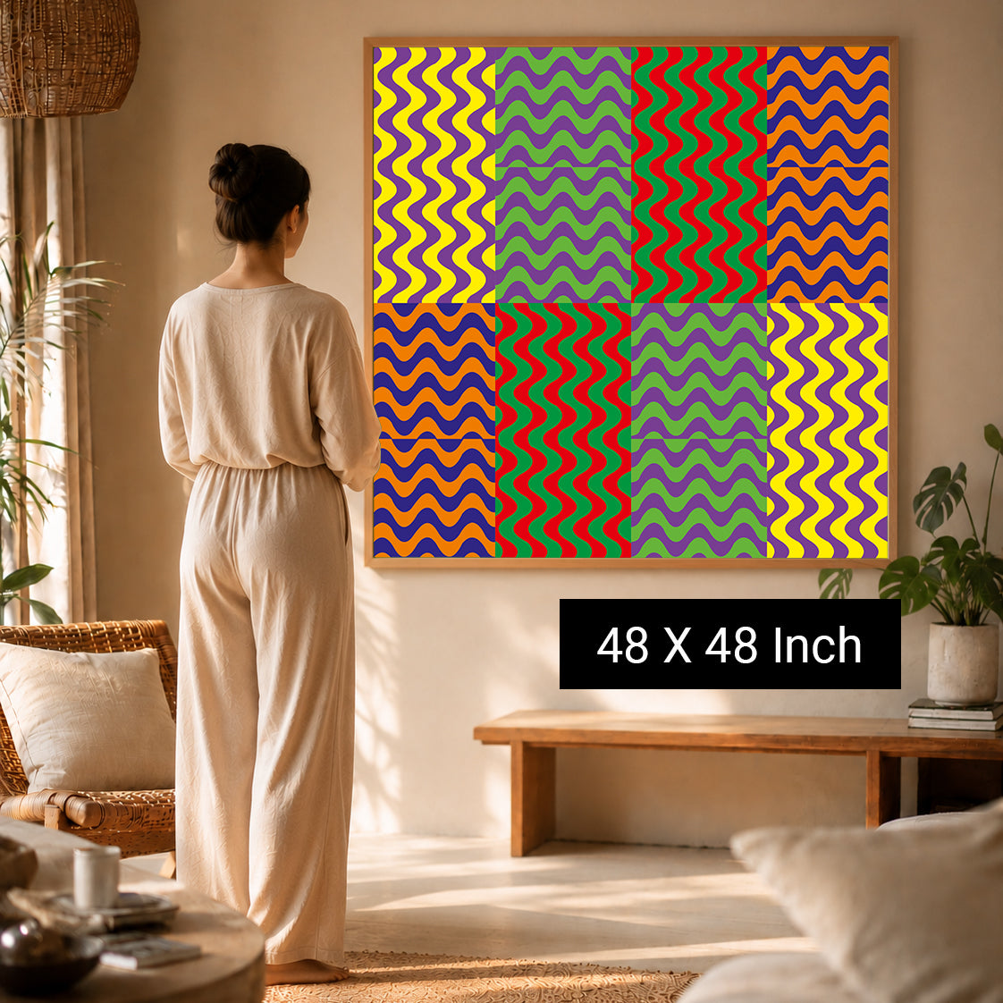 Oversized 36x54 inch optical illusion canvas print for statement rooms