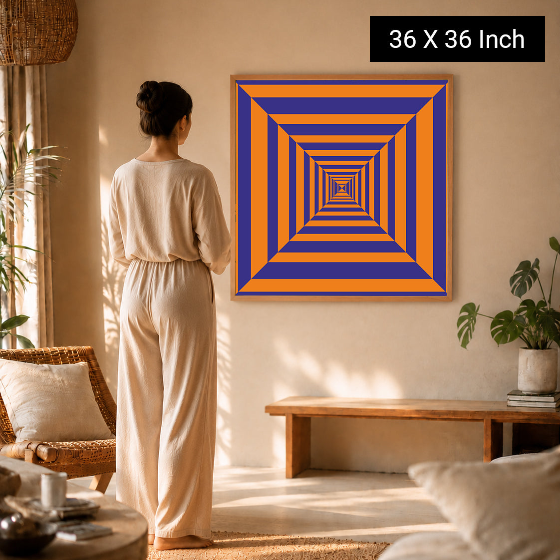 Oversized color psychology statement canvas print for open concepts