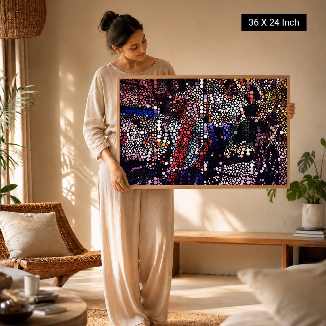 Oversized gallery wrapped canvas print for serene living rooms