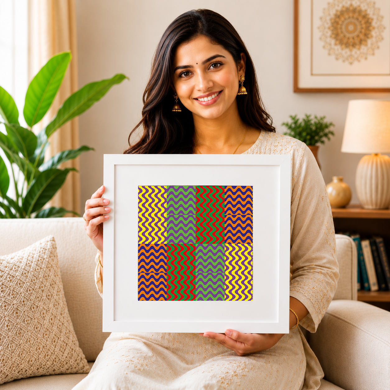 peaceful geometric wall artwork for grounding and emotional support